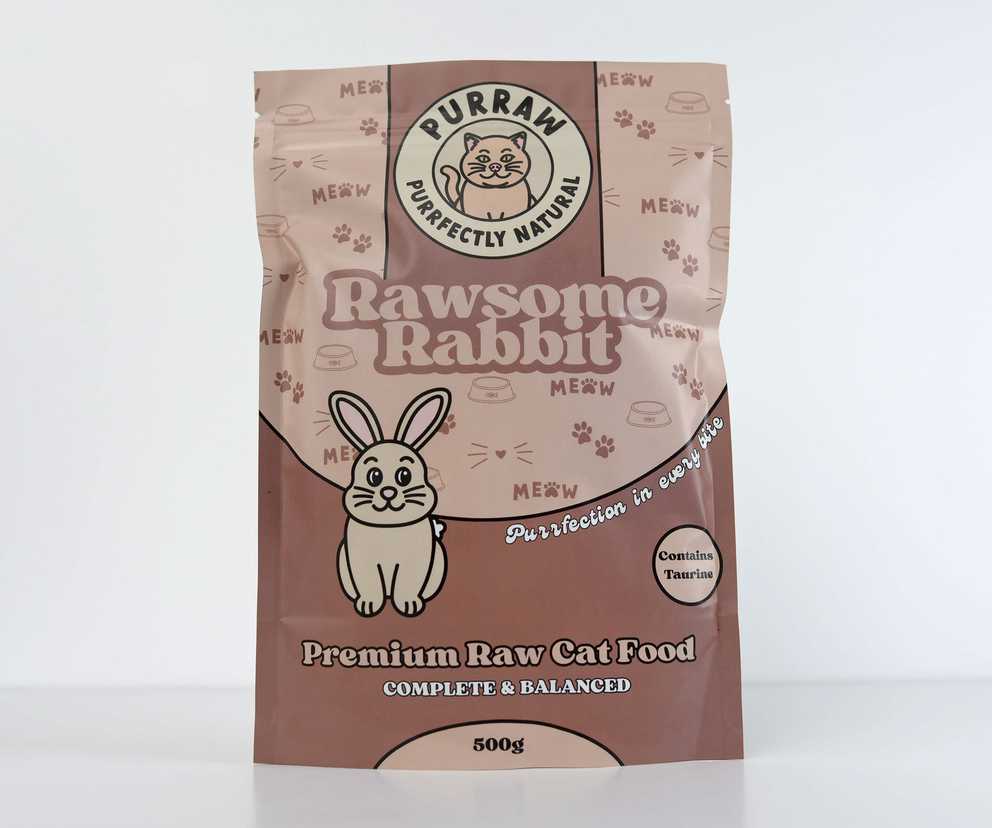 Rabbit Premium Complete Raw Cat Food 500g for Cats & Kittens