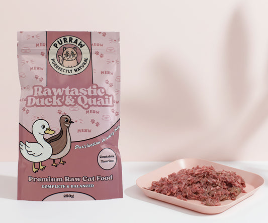 Duck & Quail Premium Complete Raw Cat Food 250g for Cats & Kittens