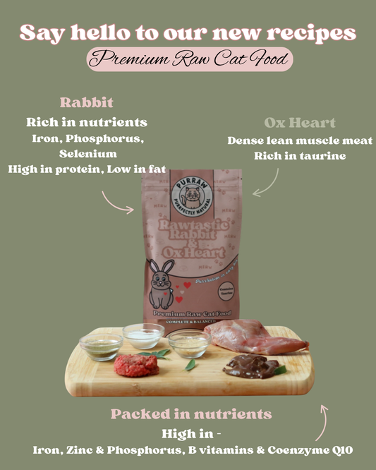 Rabbit & Ox Heart Premium Complete Raw Cat Food 250g for Cats & Kittens