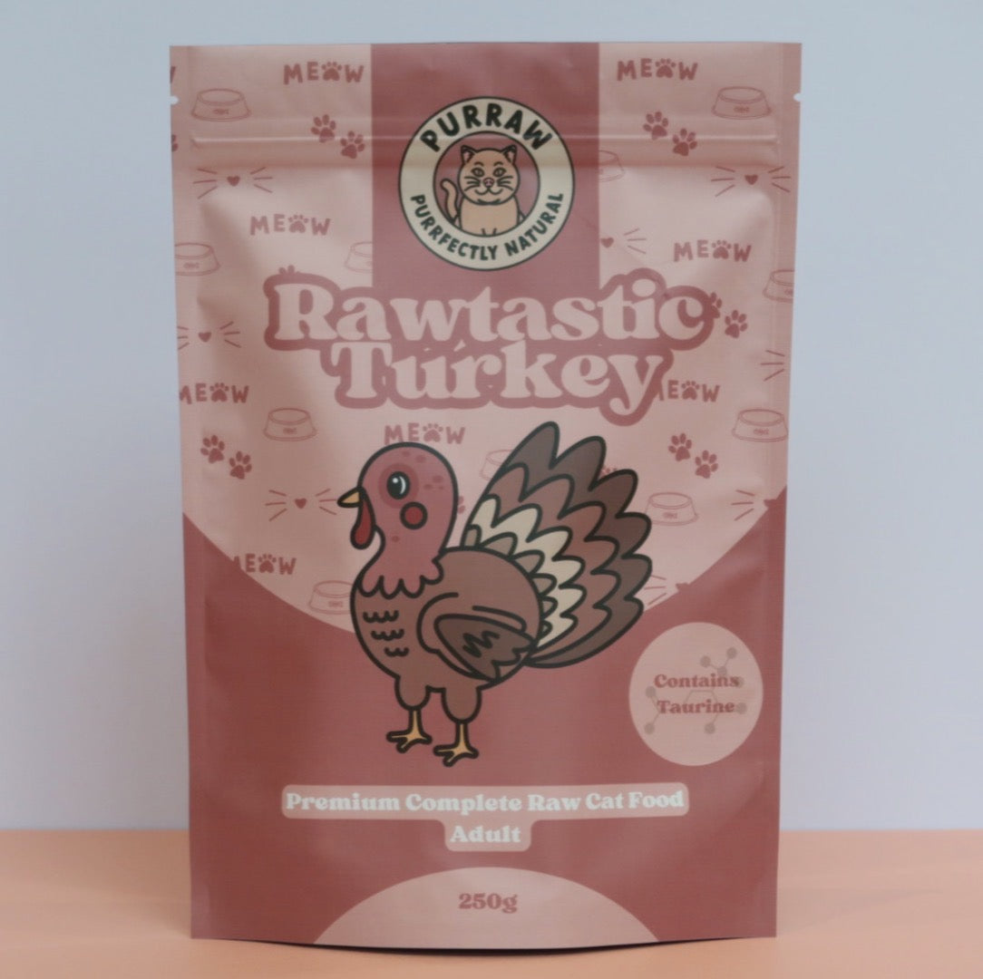 Turkey Adult Premium Complete Raw Cat Food 250g