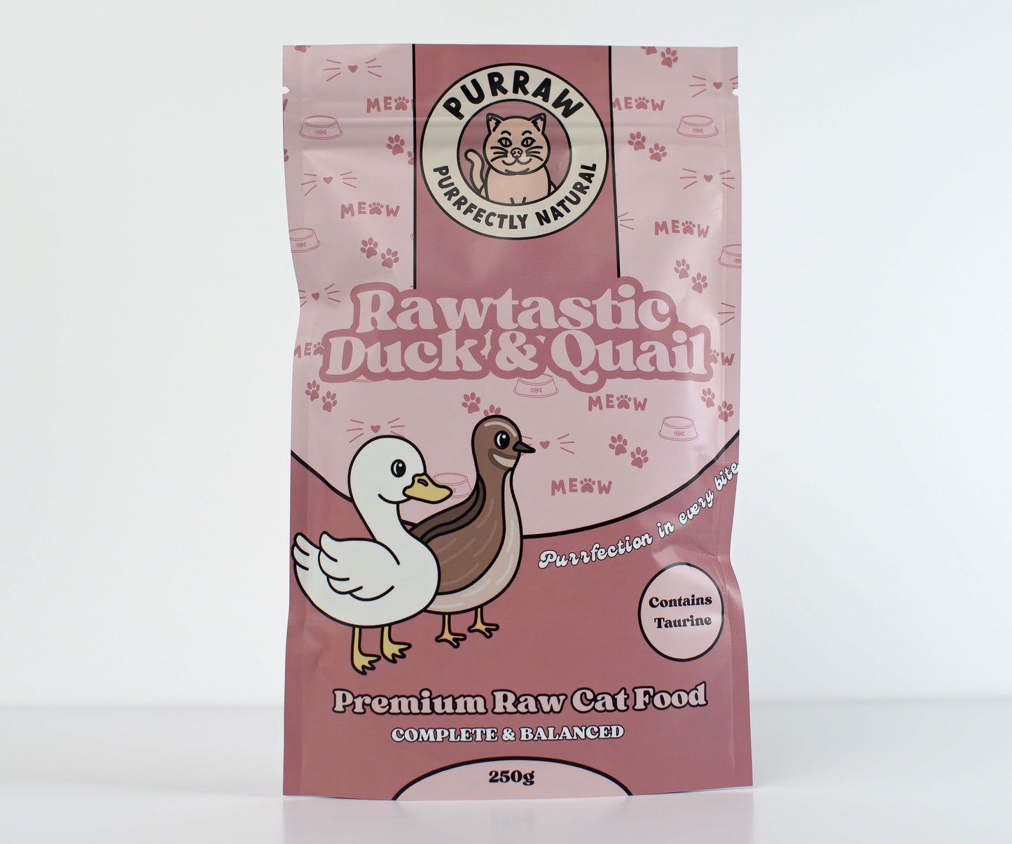 Duck & Quail Premium Complete Raw Cat Food 250g for Cats & Kittens