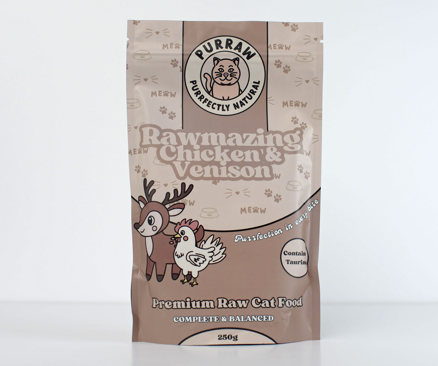 Chicken & Venison Premium Complete Raw Cat Food 250g for Cats & Kittens
