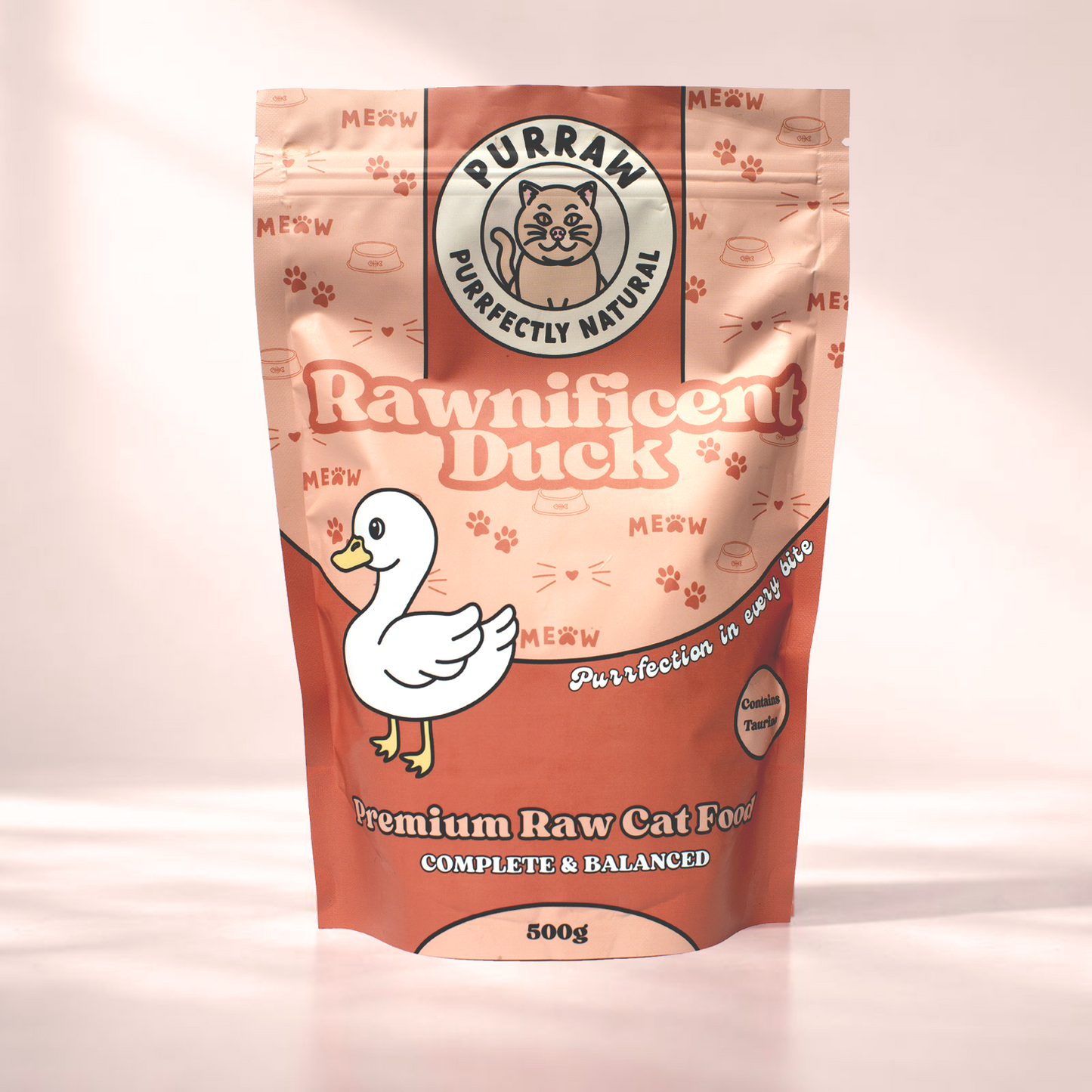 Duck Premium Complete Raw Cat Food - 500g For Cats & Kittens