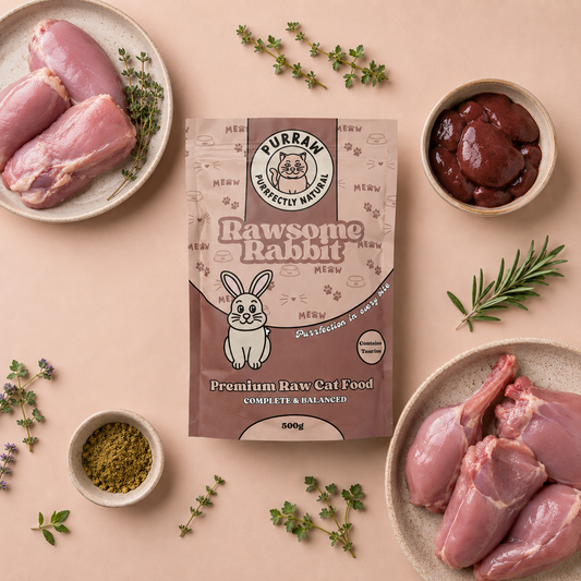 Rabbit Premium Complete Raw Cat Food 500g for Cats & Kittens