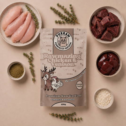 Chicken & Venison Premium Complete Raw Cat Food 250g for Cats & Kittens